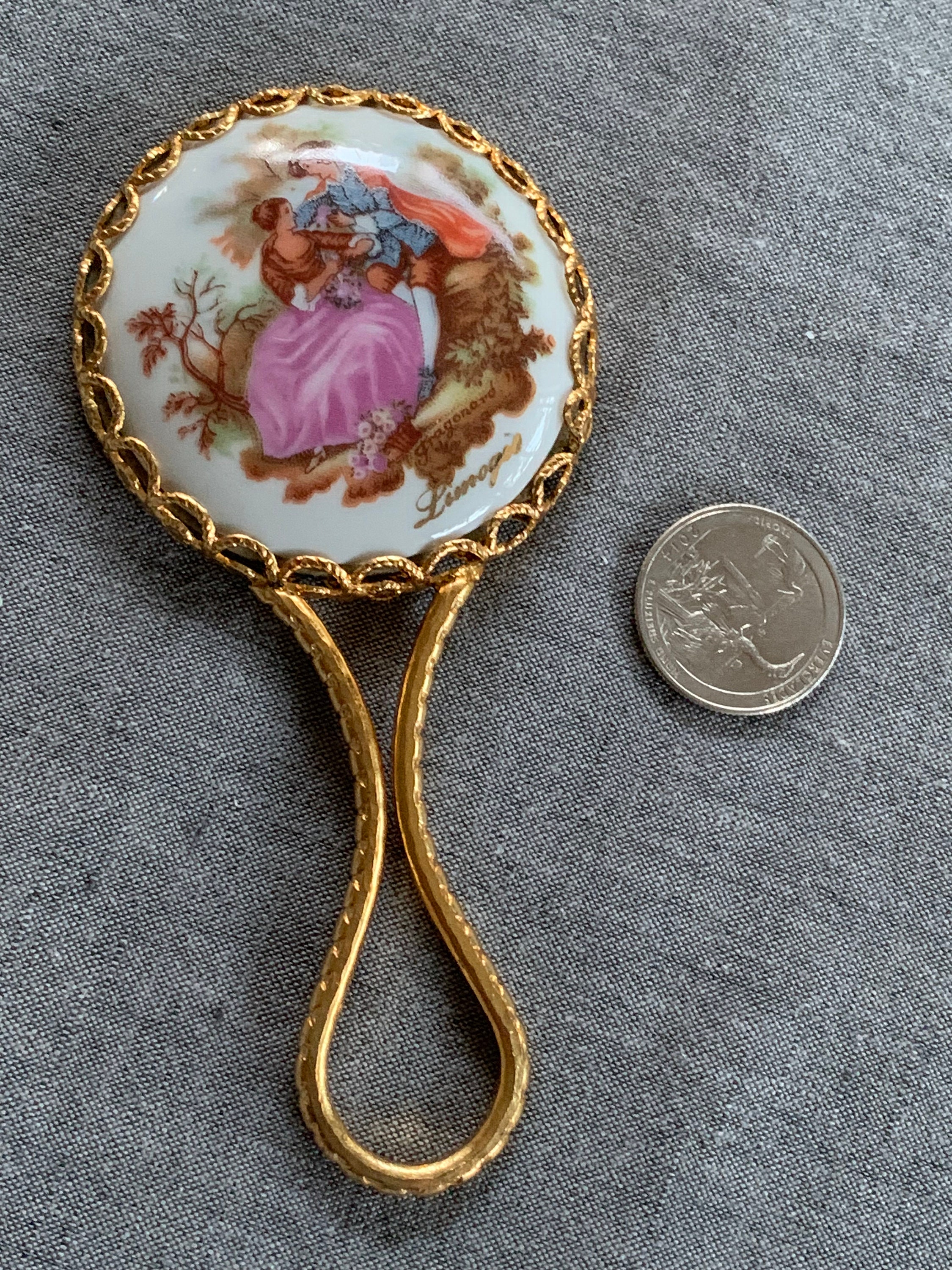 Vintage Limoges Fragonard Porcelain Miniature Hand Mirror - Etsy
