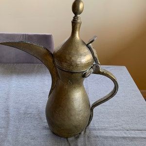 19TH c. Middle Eastern Dallah  Traditional Arabian Tinned Copper and Brass Coffee Pot