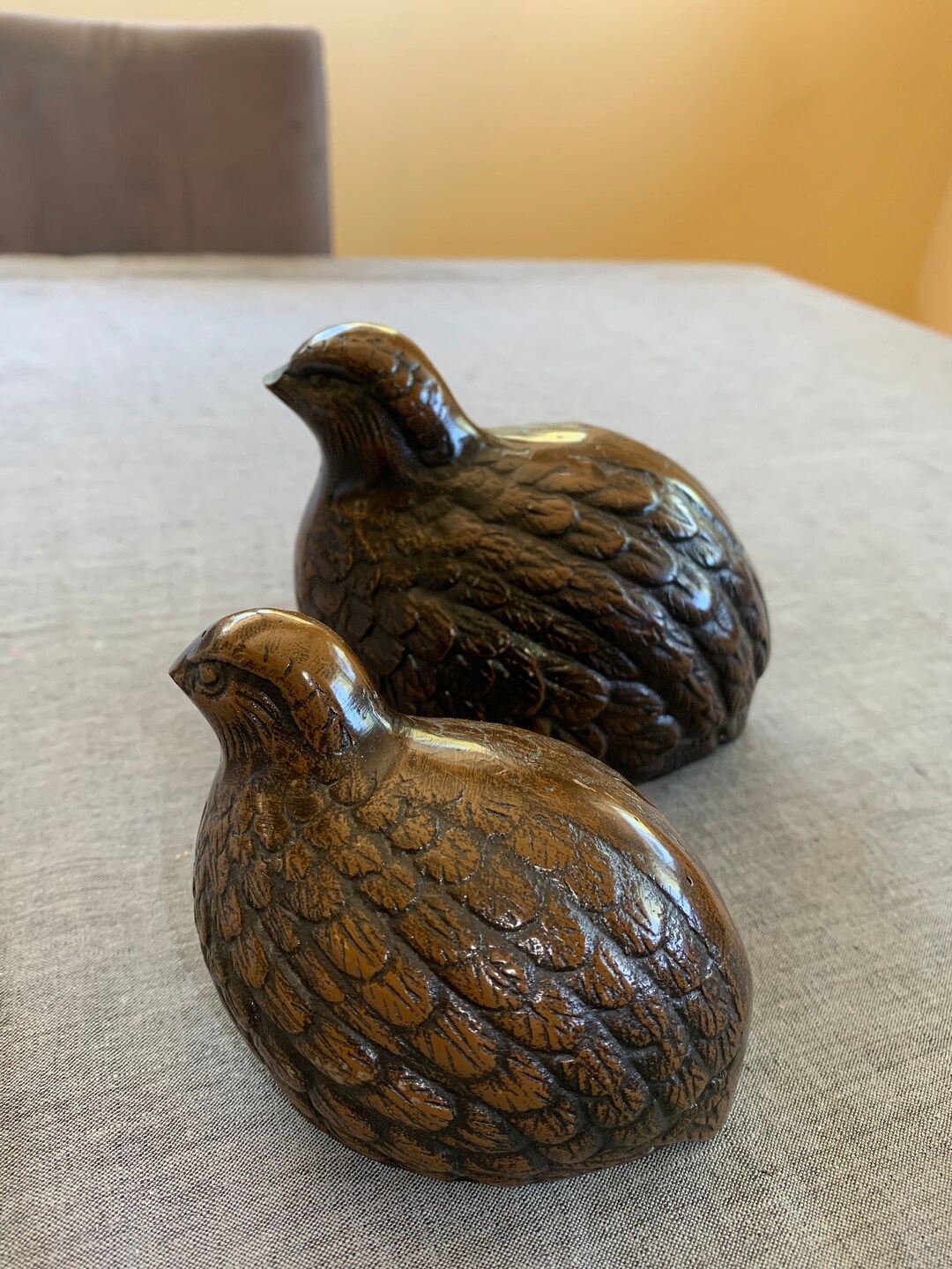Pair of Metal Quail Figurines Otagiri Made in Japan Etsy