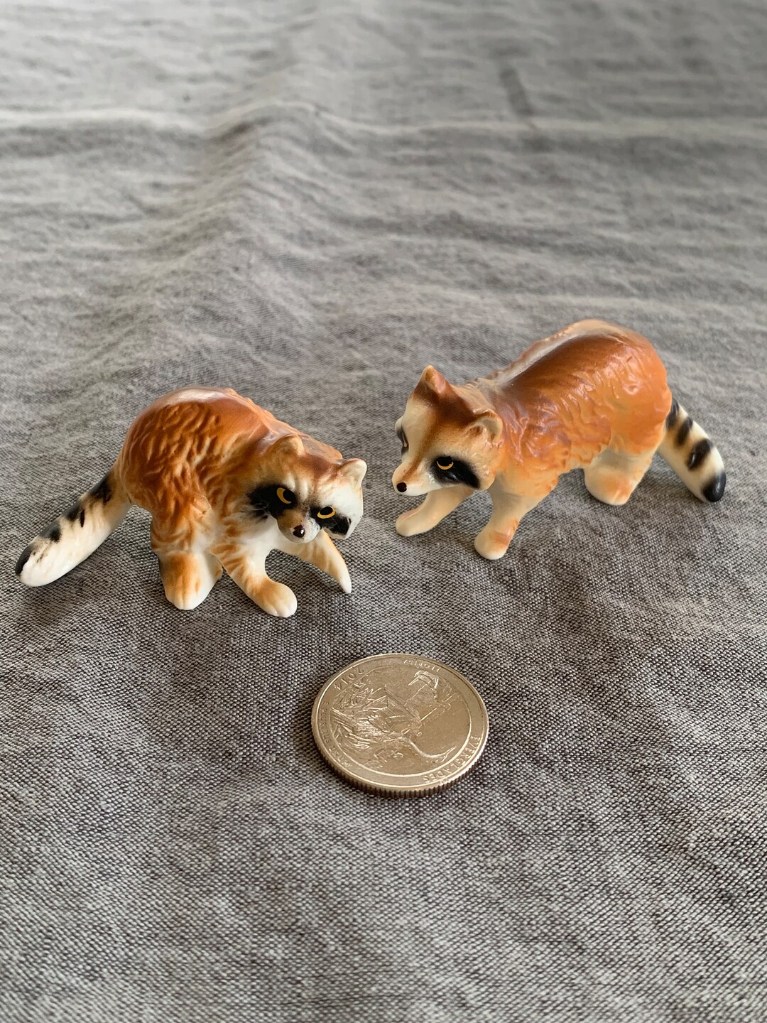 Pair of Raccoon Figurines: Japan - Etsy