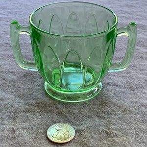 1930s Depression Green Uranium Glass - Single Sugar Bowl