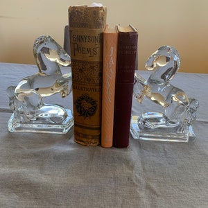 Pair of Rearing Horse Glass Bookends