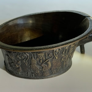 Chinese Bronze Silk Iron with Green Hardstone (Jade?) Handle