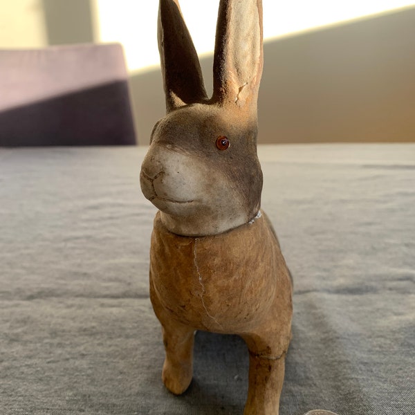 Antique Paper Mache Rabbit Box.  C 1930s-1940s