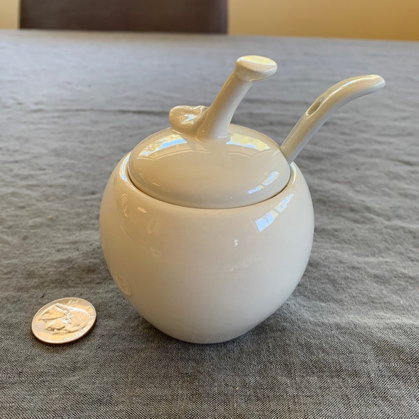 White Ceramic Apple Shaped Jam Jar - Nancy Lopez