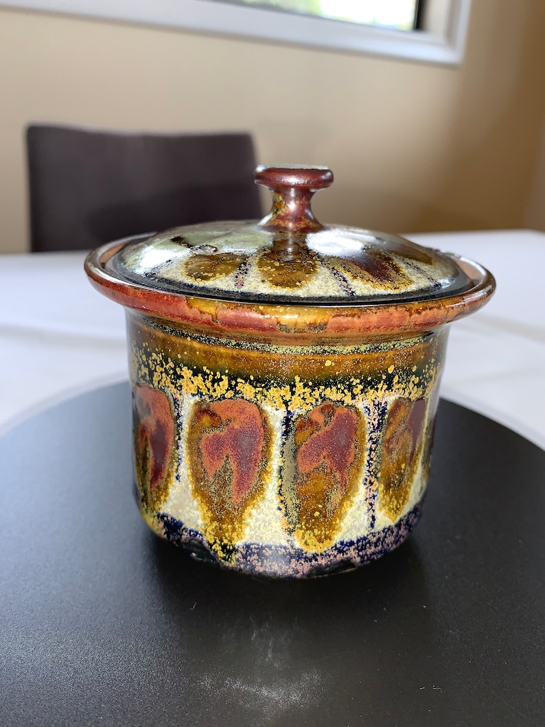 1960s Art Pottery Lidded Jar Signed Etsy