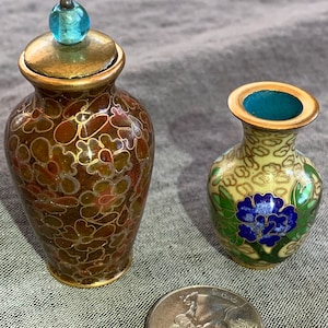 Pair Miniature Cloisonne Vases