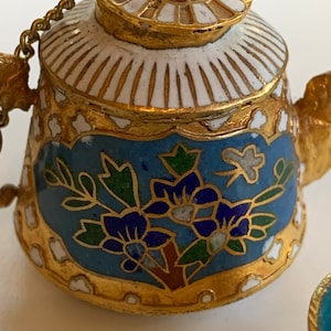 Miniature Cloisonne Teapot and 4 cup set
