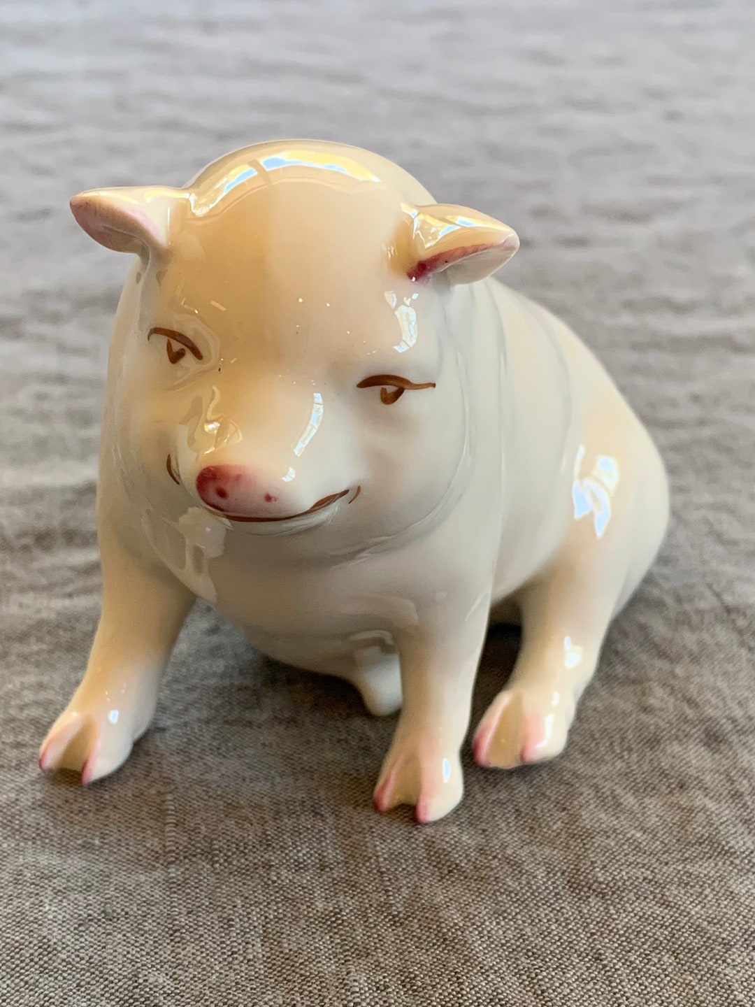 Belleek Porcelain Pig Figurine Etsy