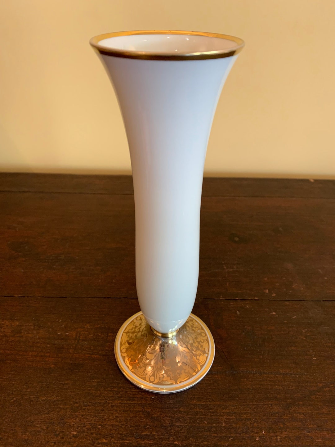 Rosenthal Tulip Vase With Gold Rim and Gold Floral Base Etsy