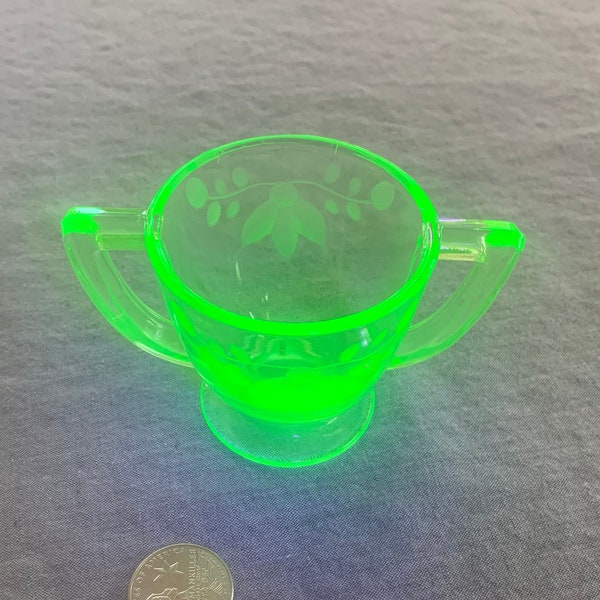 1930s Depression Green Uranium Glass - Single Sugar Bowl