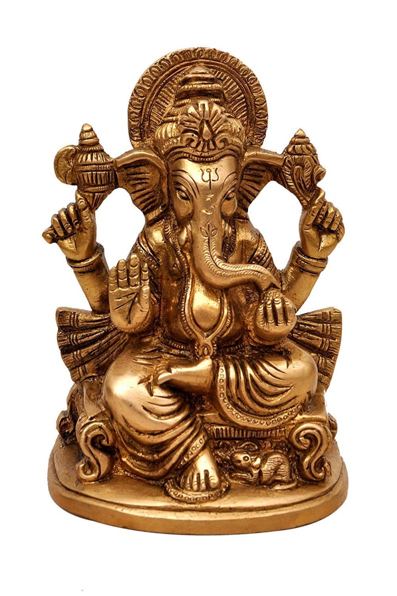 Brass Metal Ganesh Bhagwan Idol Sitting Posture Wall Hanging | Etsy