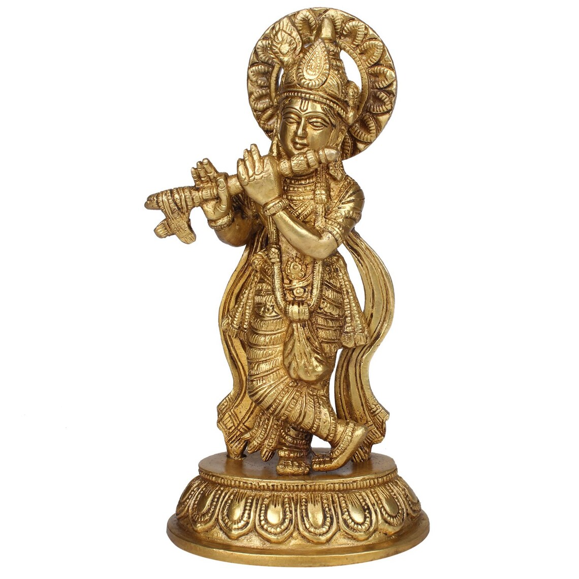 Brass Krishna Bhagwan Murti Idol in Flute Playing Posture on Etsy