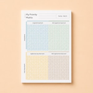 Personalized Priority Matrix Planner Notepad – Custom Name | Minimalist Time Management Pad | 50-Page Tear-Off