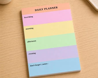 Daily Planner Notepad – A5 Pastel Color Block, Time Blocking & ADHD friendly To-Do List