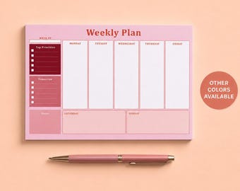 Weekly Planner Notepad | A5 Weekly Desk Pad | Tear-Off Weekly Schedule | Personalized & Magnetic Options
