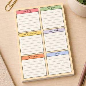 ADHD To Do List Notepad 5x7 Pastel Planner | Sectioned Task Pad | Executive Function for Productivity