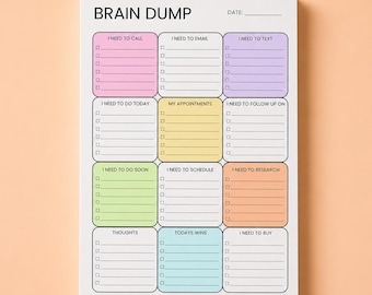 ADHD Brain Dump Notepad | A5 Tear-Off Task Organizer, Minimalist Planner Pad