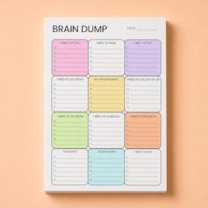 ADHD Brain Dump Notepad | A5 Tear-Off Task Organizer, Minimalist Planner Pad