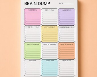 Bloc-notes de vidage du cerveau du TDAH | Organiseur de tâches détachable A5, bloc-notes minimaliste