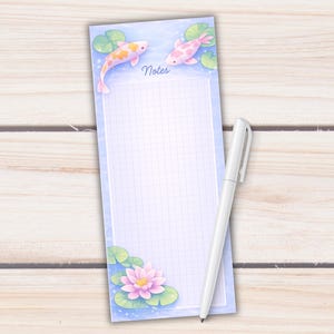 Koi Pond Slim Notepad 8.5 x 3 Grid Paper – Lily Pad Fish Design