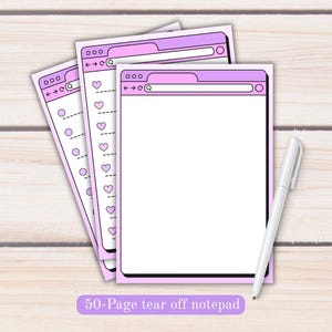 Kladblok voor retrobrowser, takenlijst, Heart Star-checklistblok, kawaii-bureaunotitieblok 5 x 7