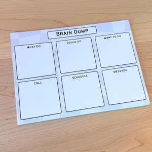Minimal Brain Dump Notepad | Black & White To-Do Pad | ADHD Task Organizer | A5 Desk Notepad
