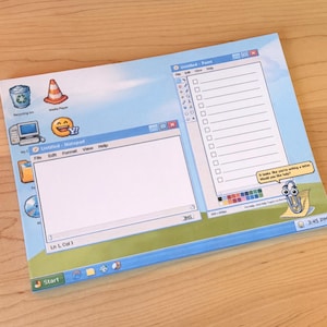 Bloc de notas retro tamaño A5 con lista de tareas inspirada en Clippy / estilo años 90 (Y2K).