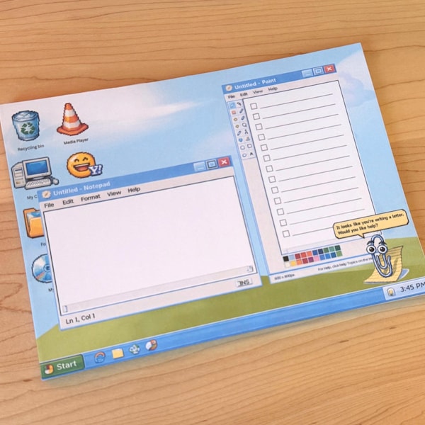 Retro Computer Interface A5 Notepad with Clippy-Inspired  | 90s Y2K To-Do List