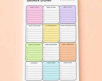 Brain Dump Notepad | 5×8 Tear-Off Planner Pad | Time Management | Minimal Layout | 50-Page Task Organizer