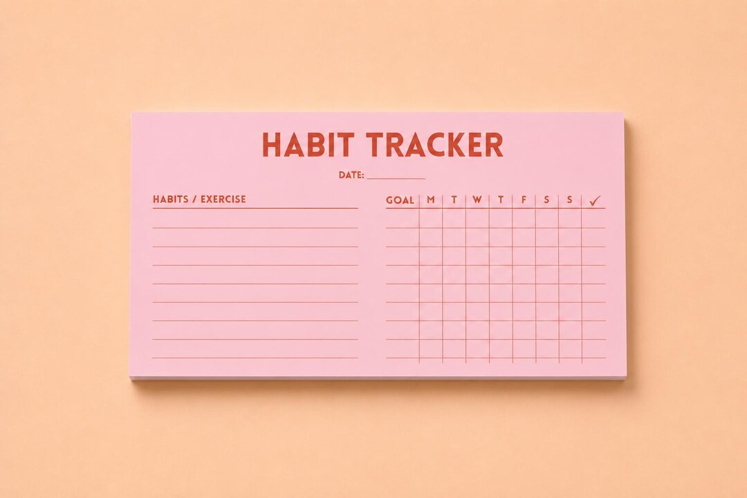 Pink Weekly Habit & Exercise Tracker Notepad | 3x6 50 Tear-off Notepad ...