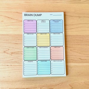 Brain Dump Notepad | 5×8 Tear-Off Planner Pad | Time Management | Minimal Layout | 50-Page Task Organizer