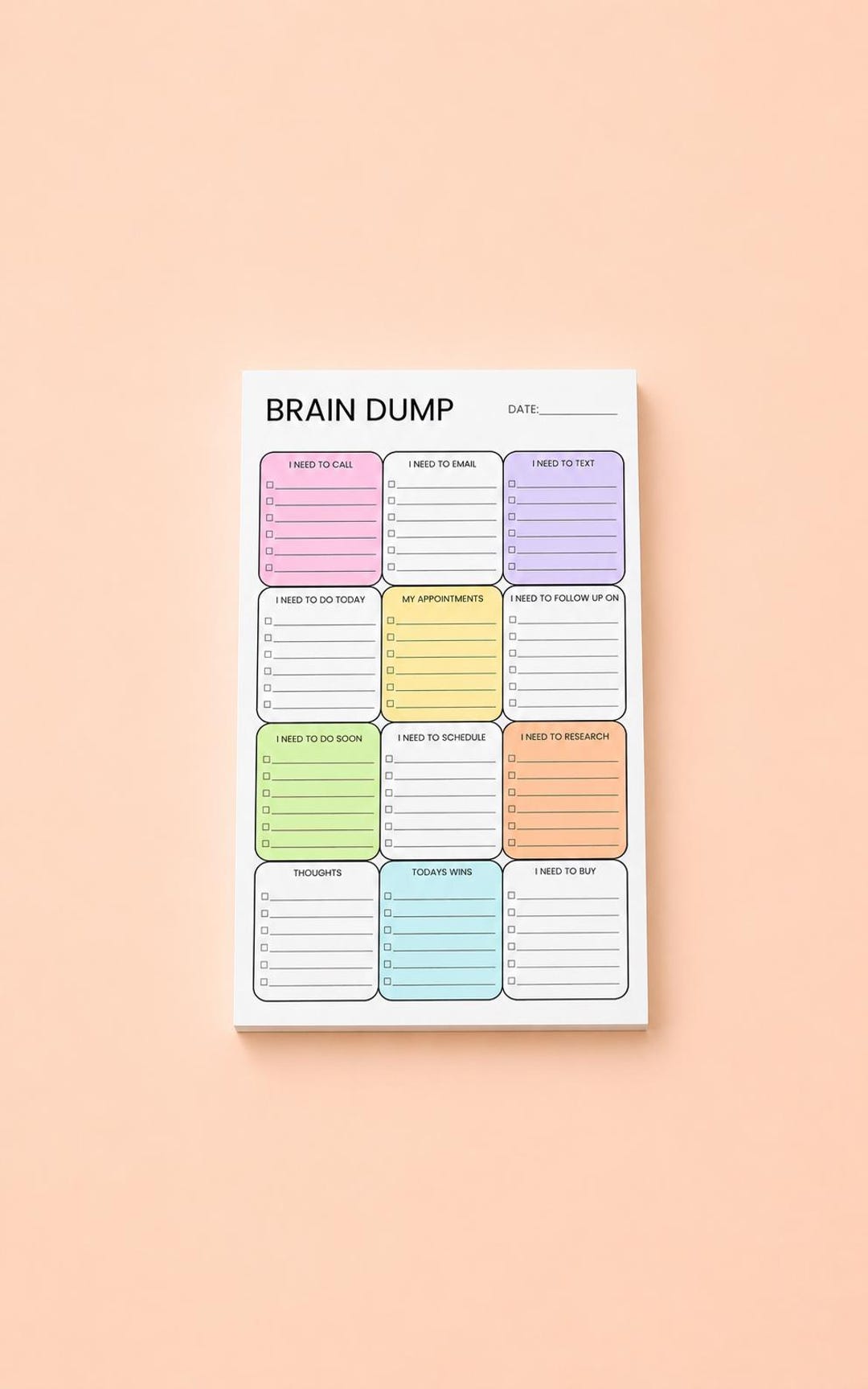 Brain Dump Notepad | 5×8 Tear-off Planner Pad | Time Management ...