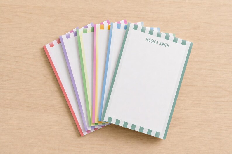 Personalized Striped Notepad | Custom Name Memo Pad | Pastel Desk ...