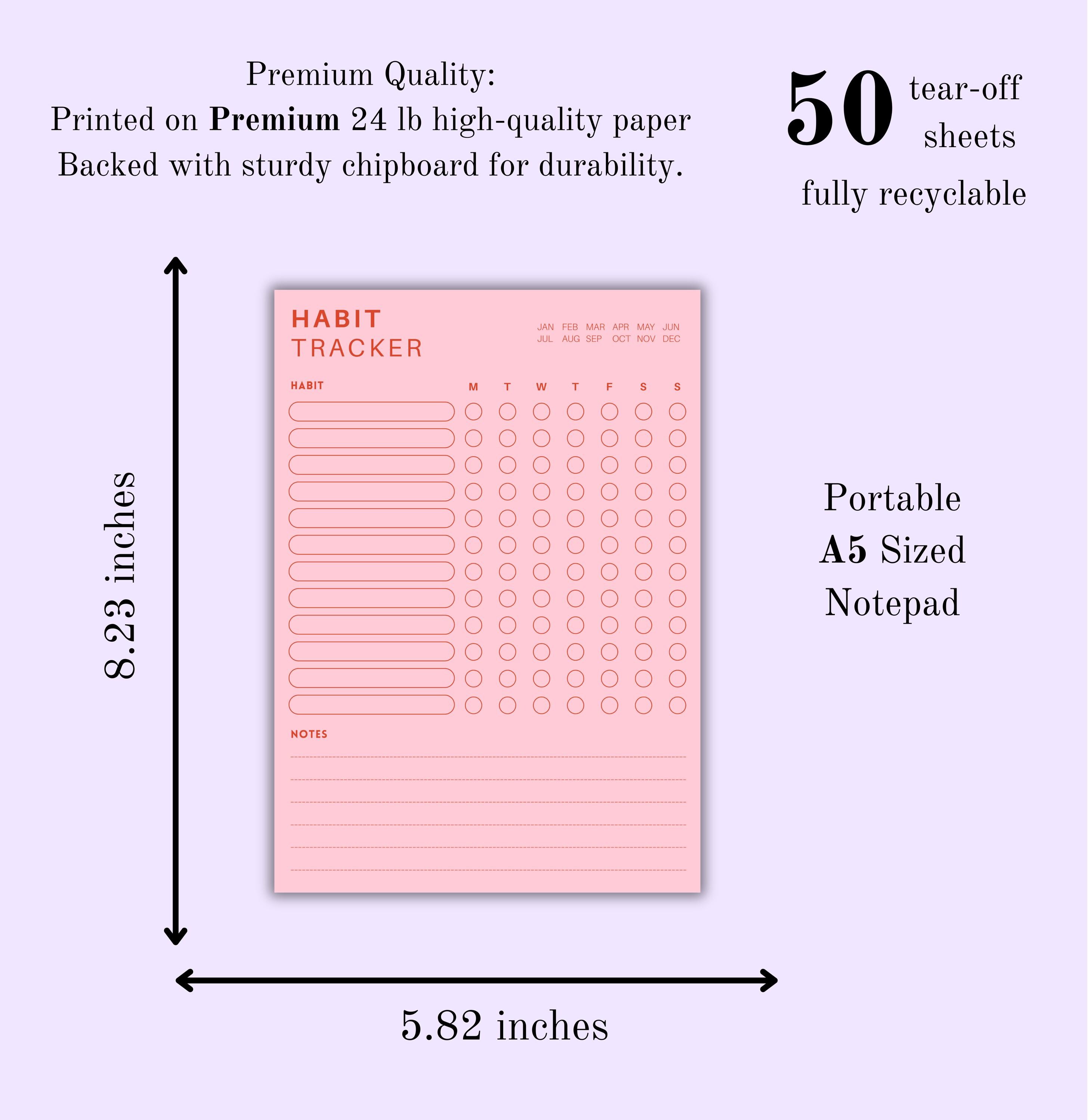 A5 Habit Tracker Notepad | Weekly Goal Planner With Magnet Option - Etsy