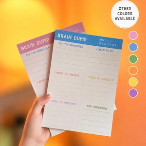 Brain Dump Notepad | ADHD Planner Pad | Mental Load Organizer | Thought Organizer | A5 Tear-Off Notepad |