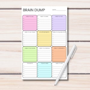 Brain Dump Notepad | 5×8 Tear-Off Planner Pad | Time Management | Minimal Layout | 50-Page Task Organizer
