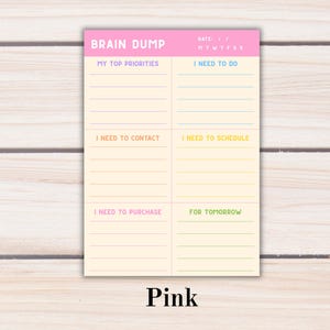 Brain Dump Notepad | ADHD Planner Pad | Mental Load Organizer | Thought Organizer | A5 Tear-Off Notepad | Pink