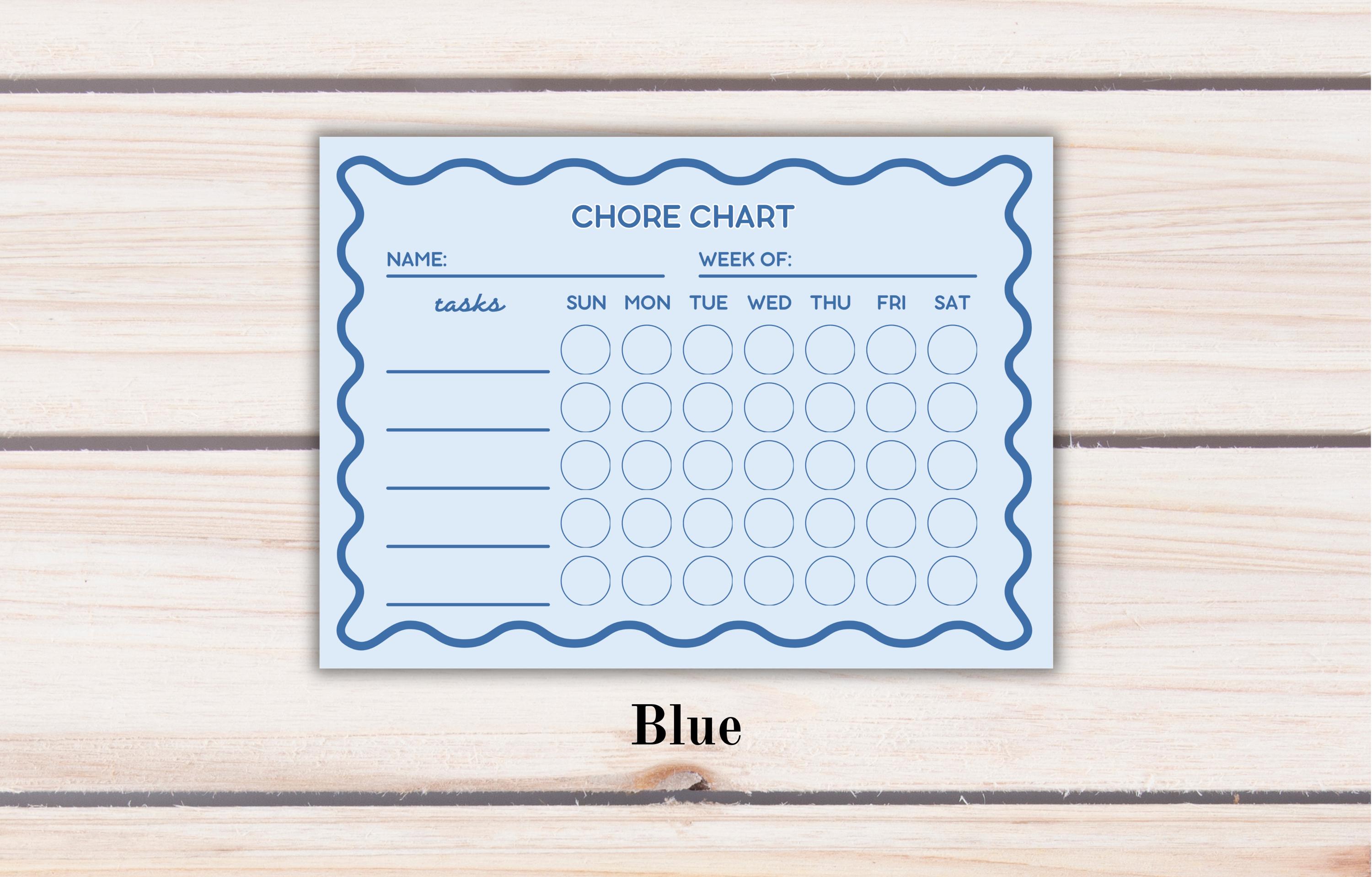Kids Chore Chart Notepad | Wavy Weekly Chore Tracker | 7x5 Tear-off Pad ...