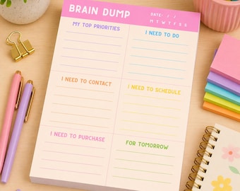 Blocco note A5 per appunti, agenda giornaliera, organizzatore di attività, elenco di obiettivi, blocco da scrivania per la produttività, ideale per chi soffre di ADHD.