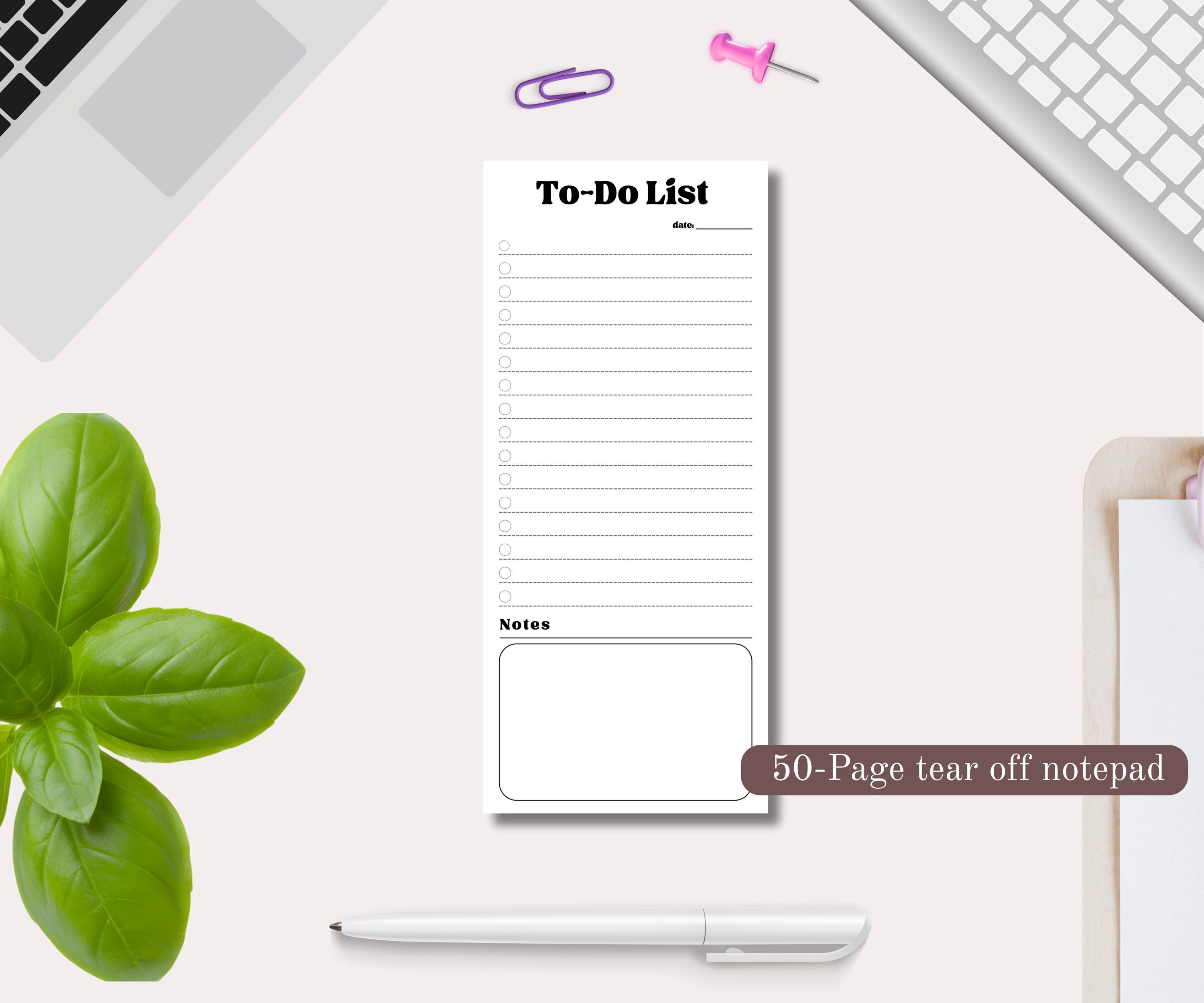 Minimalist To-do List Notepad | Black & White Task Pad, 3.5 X 8 in | 50 ...