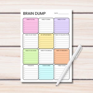 ADHD Brain Dump Notepad | A5 Tear-Off Task Organizer, Minimalist Planner Pad