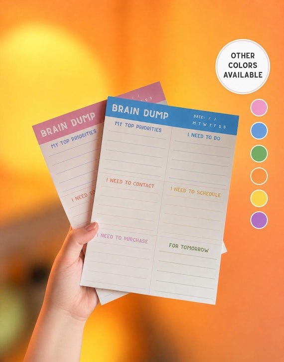 Brain Dump Notepad | ADHD Planner Pad | Mental Load Organizer | Thought Organizer | A5 Tear-Off Notepad |