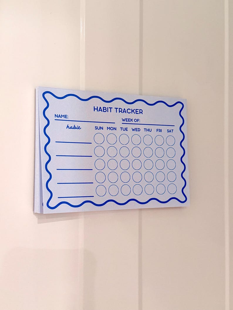 Wavy Weekly Habit Tracker Notepad | 7x5 Tear-off, Magnet Option - Etsy