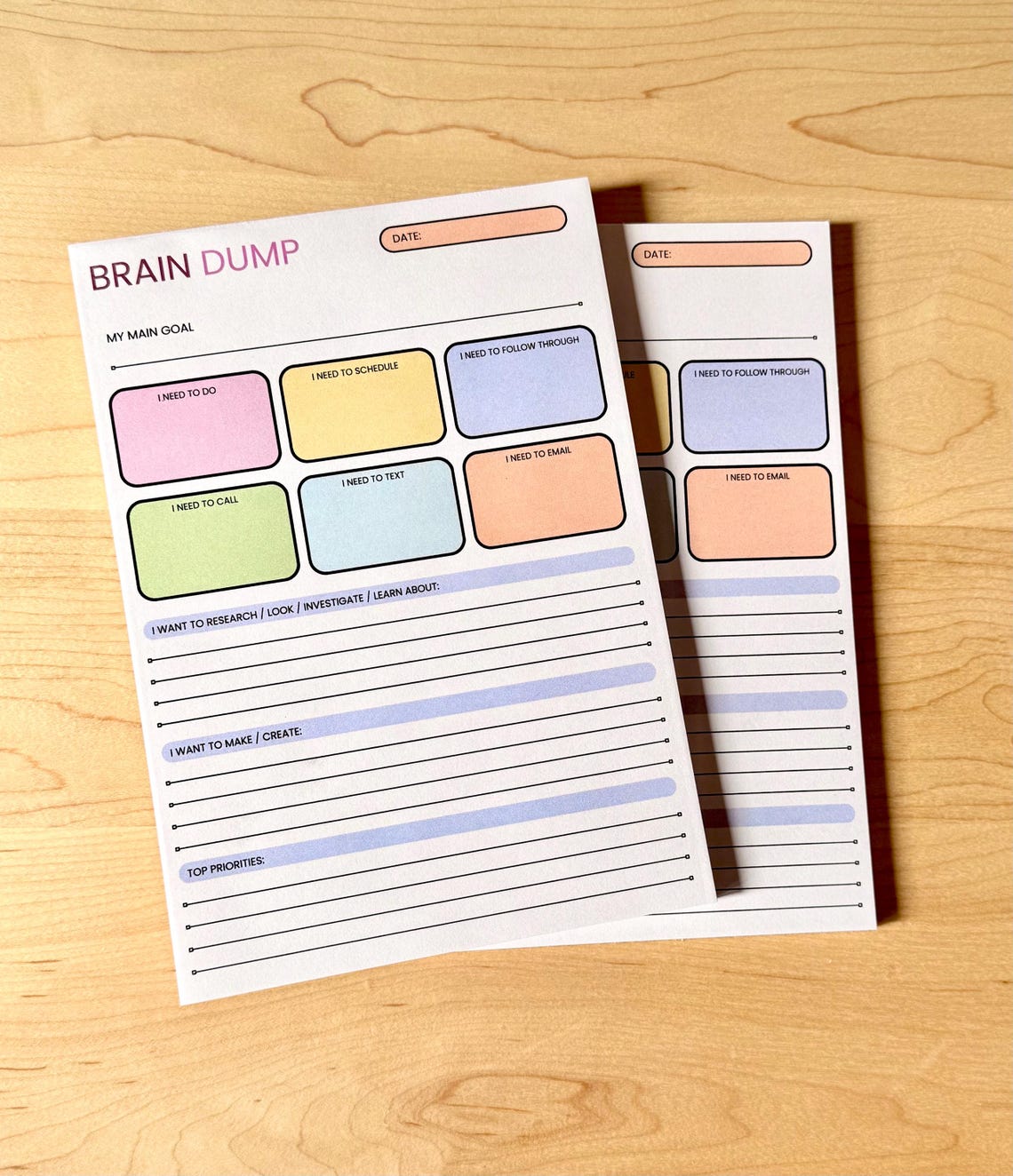 ADHD Brain Dump Notepad A5 – Daily To-do List, 50-page Tear-off - Etsy