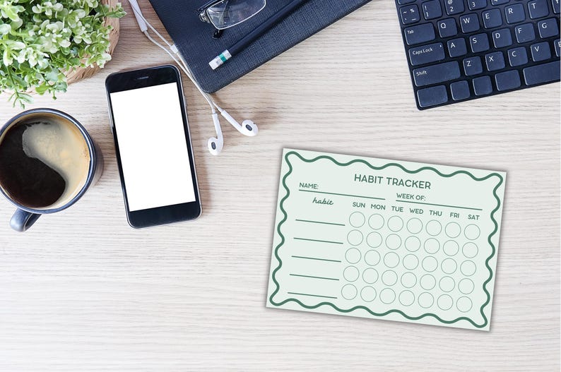 Wavy Weekly Habit Tracker Notepad | 7x5 Tear-off, Magnet Option - Etsy