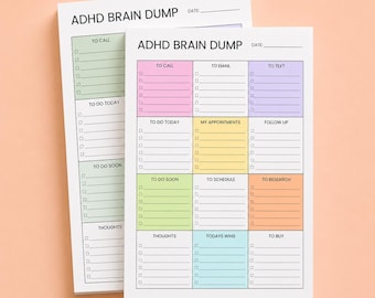 ADHD Brain Dump Notepad – A5 Color-Coded Daily Organizer for Focus & Overwhelm