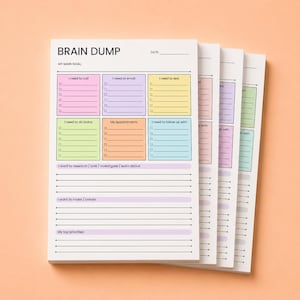 ADHD Brain Dump Notepad A5 – Daily To-Do List, 50-Page Tear-Off | Pick your Color
