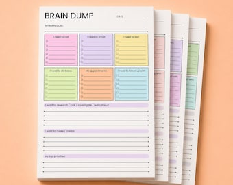 ADHD Brain Dump Notepad A5 – Daily To-Do List, 50-Page Tear-Off | Pick your Color