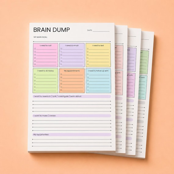 ADHD Brain Dump Notepad A5 – Daily To-Do List, 50-Page Tear-Off | Pick your Color